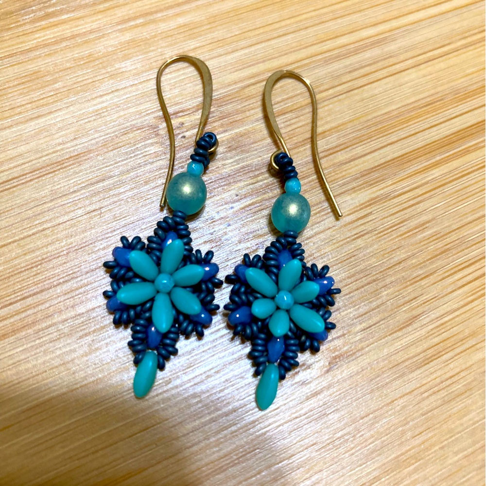 Blue floral earrings 💙
